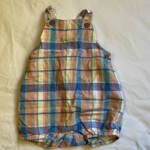 Janie and jack | 6-12 months, plaid short overalls